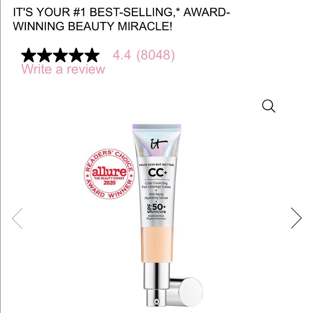 It Cosmetics Your Skin But Better CC+ Cream SPF50+ Medium NWT